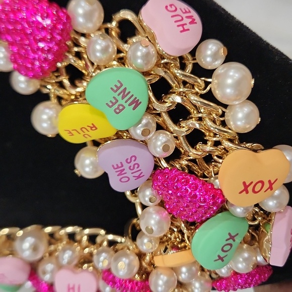 🔹️Betsey Johnson 🔹️Think Pink  Swwetheart Candy XO Statement Necklace  💛✨️💗 - Picture 7 of 11